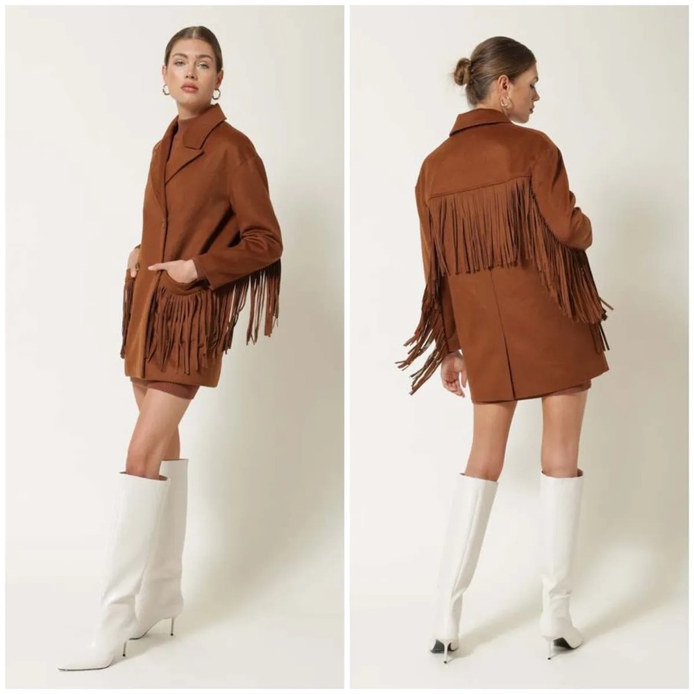 Line & Dot Brown Fringe Jacket